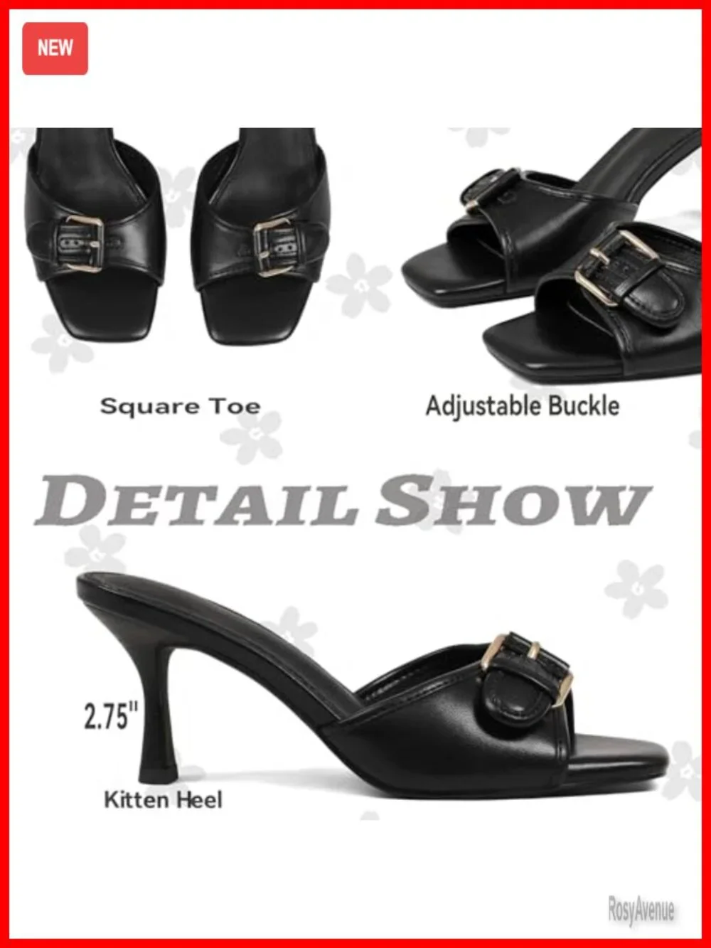 Kitten Heels Women's Summer Heeled Sandals Slip On Mules 2.5